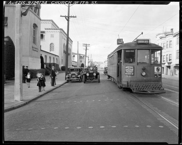 photo of the J Church near Dolores in 1926