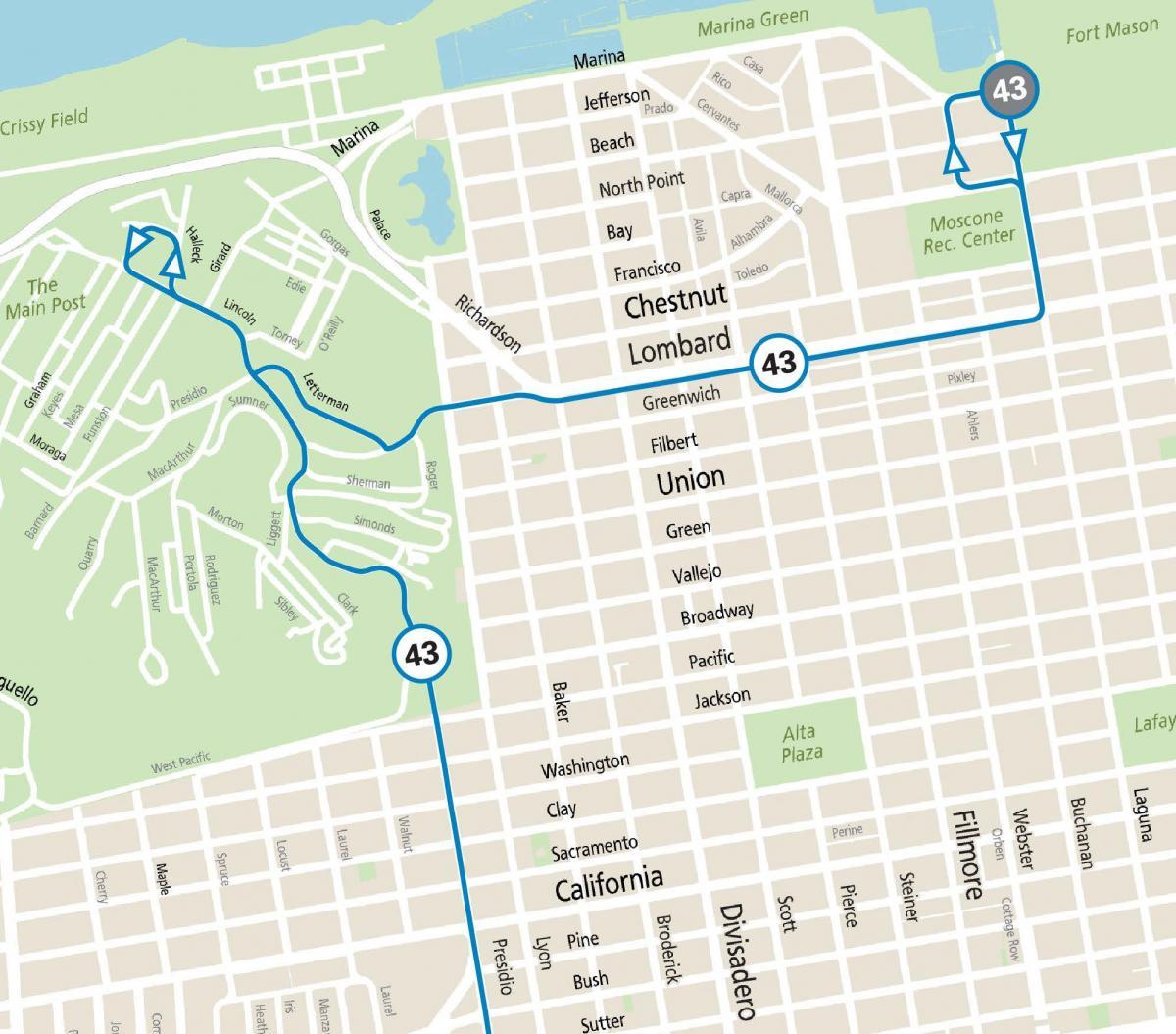 43 Masonic Route Map showing extension to Fort Mason