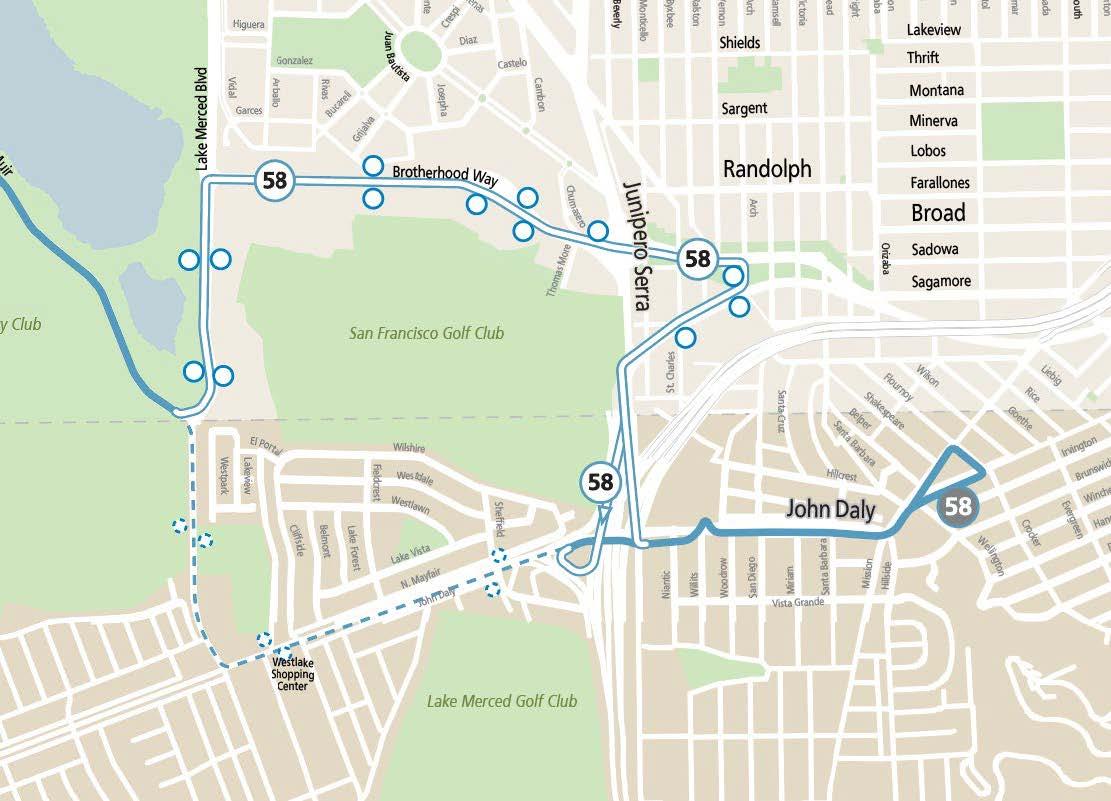 58 Lake Merced Route Map Segment 2