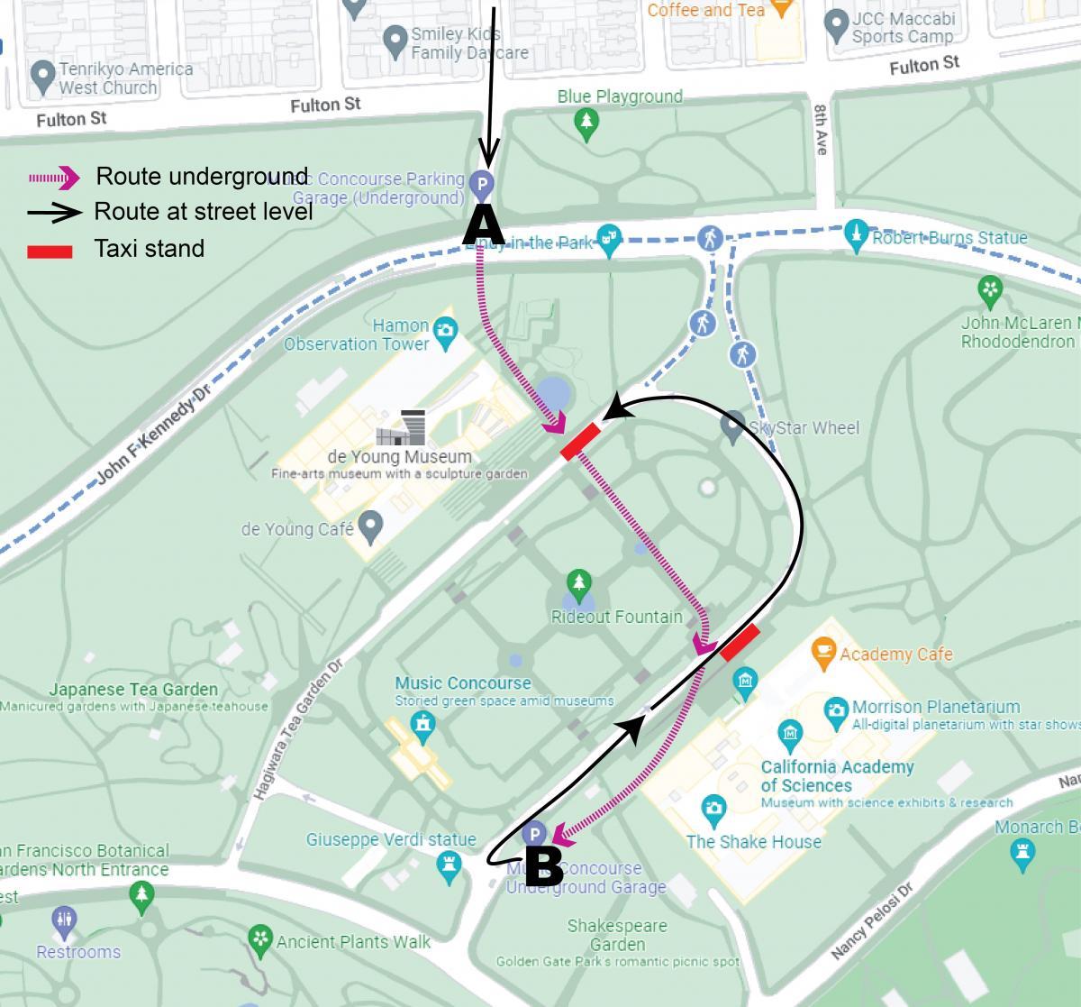 Route map drive through the taxi stand