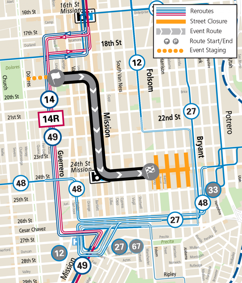 Cesar Chavez Parade Reroute Map