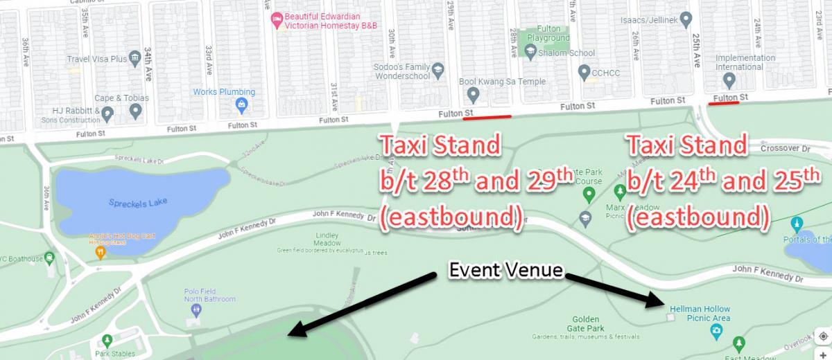 2 taxi drop off locations on map