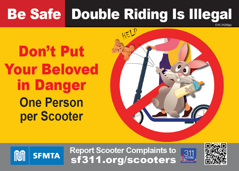 Animated image of a rabbit on the scooter with a bottle. They are confused and distraught.