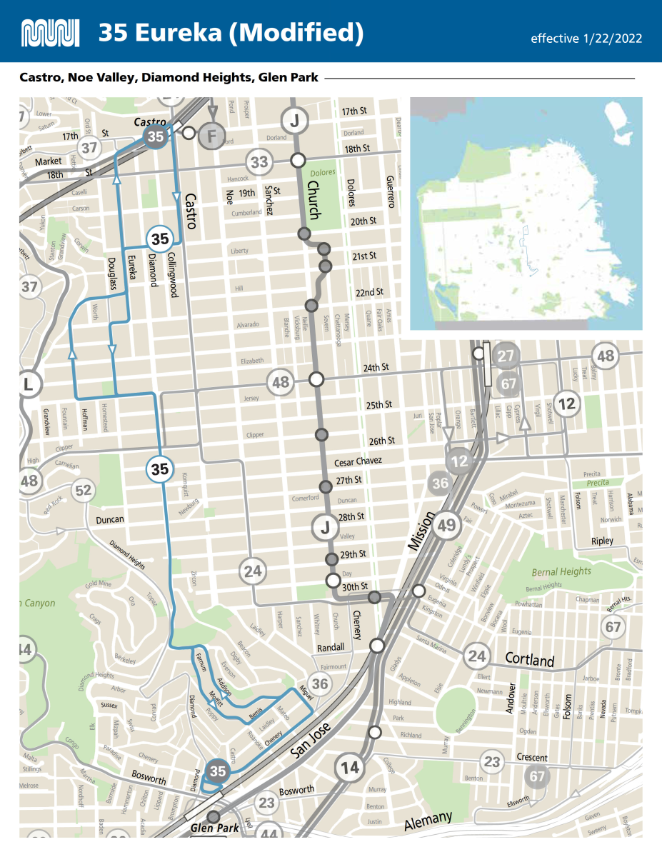 Route Map for the 35 Eureka