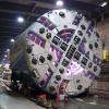 The forward portion of tunnel boring machine Mom Chung is seen being assembled.