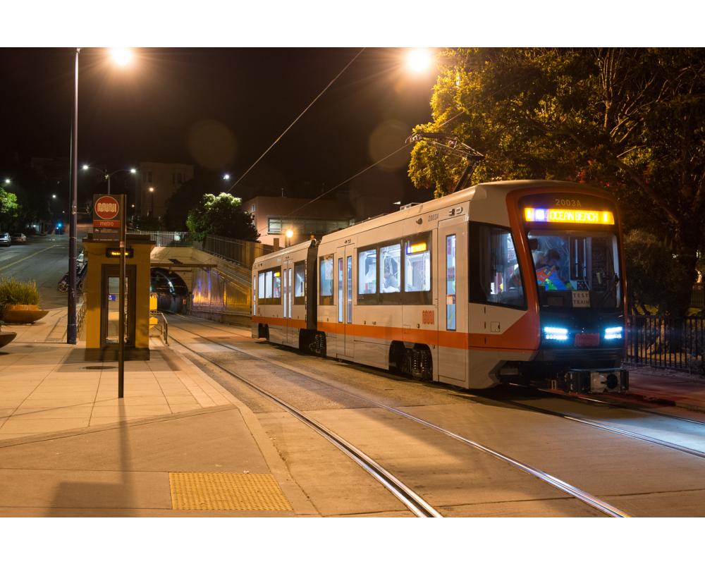 new LRV train testing at east portal of sunset tunnel