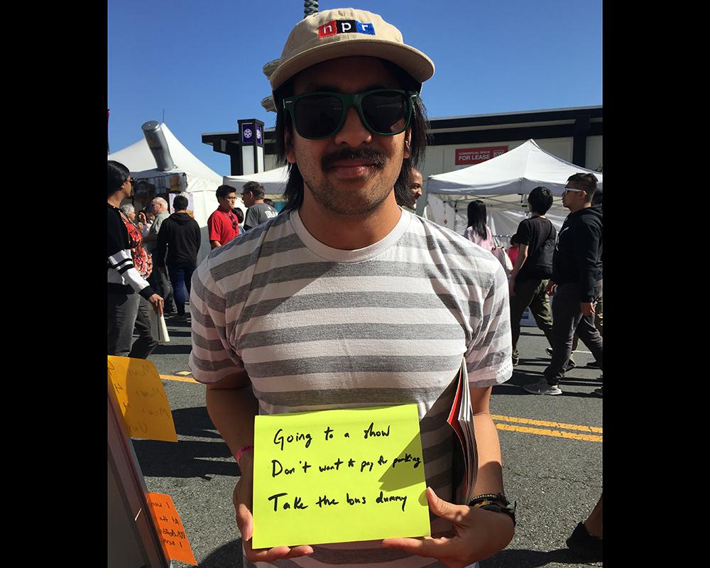 Person showing poem