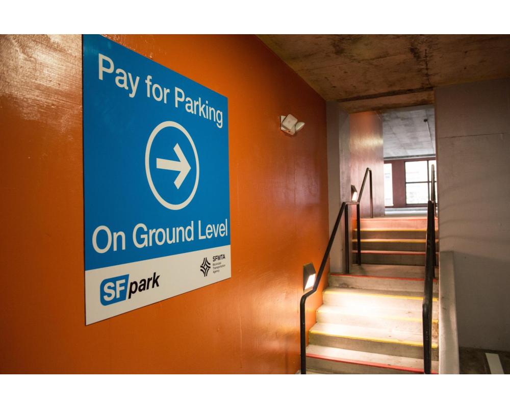 New Signage at Polk and Bush Garage 