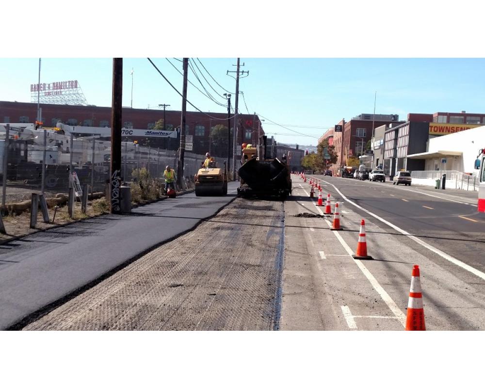 Paving new asphalt