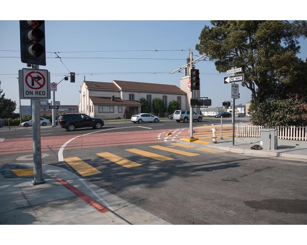 An approaching train will trigger signals and treatments aim to deter cars from going onto the tracks.