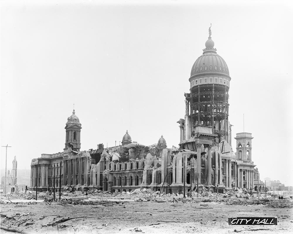 destroyed building ruins