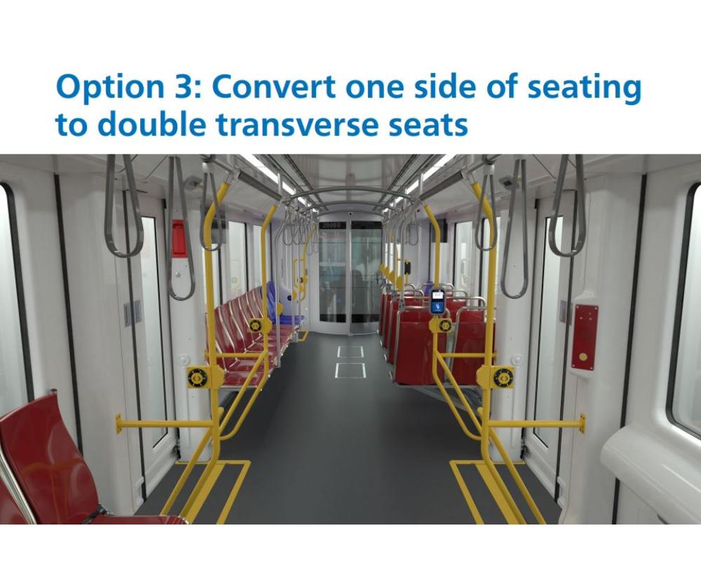 Option 3: Convert one side of seating to double transverse seats.