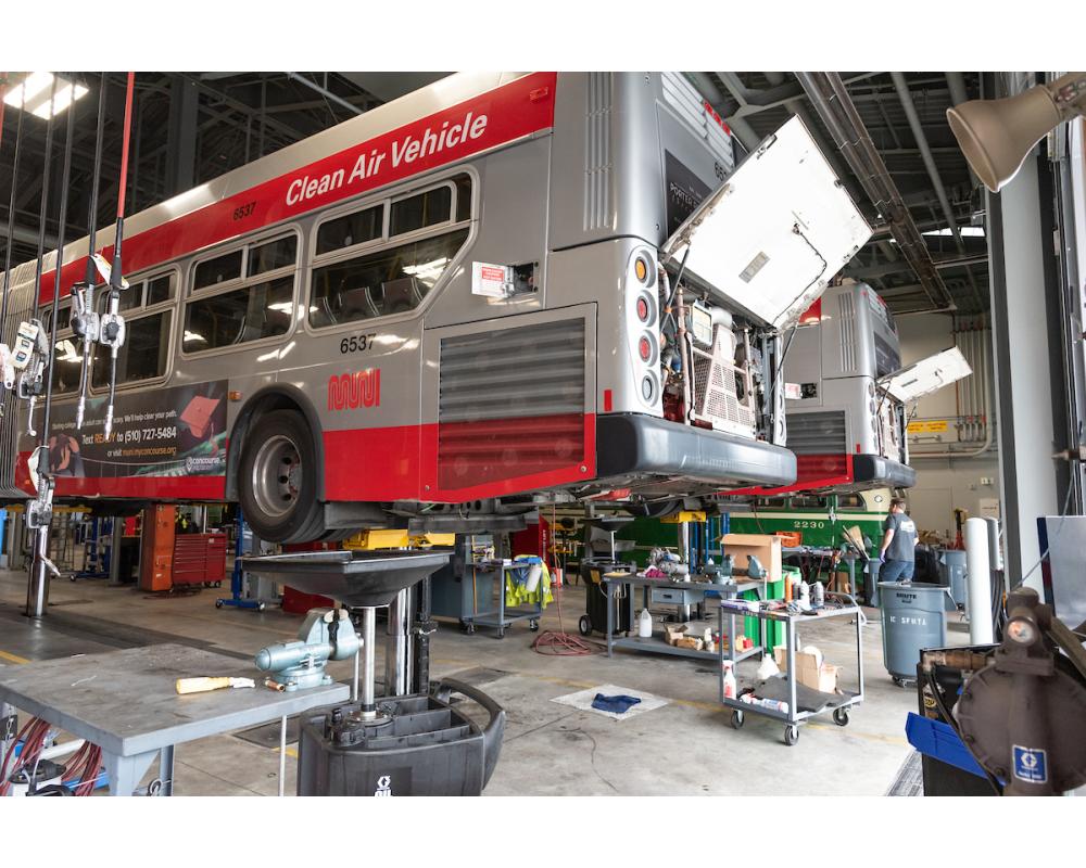 Maintenance Building - Hybrid bus on a lift