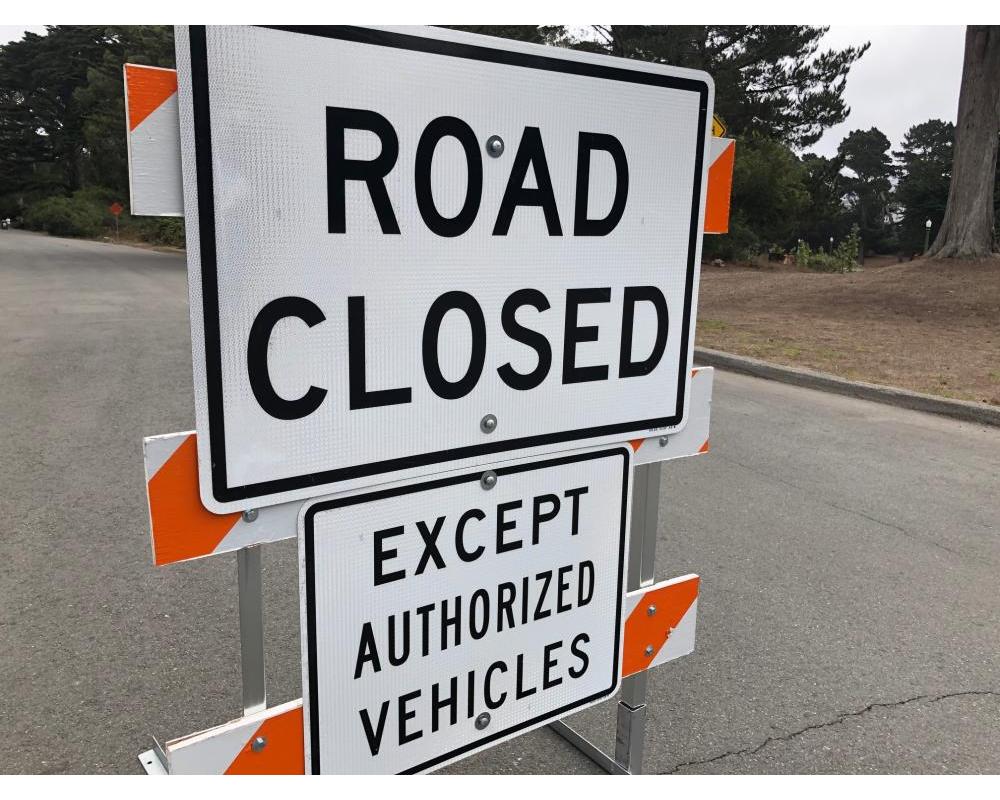 Road closed sign
