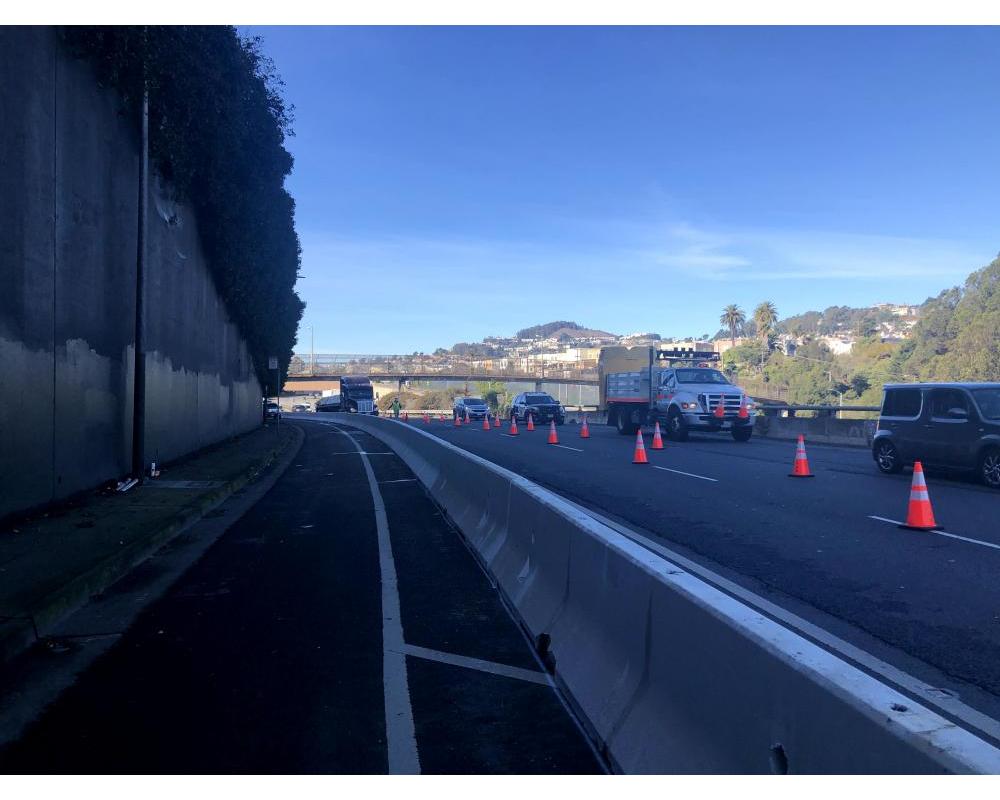 K-rail barriers being installed for protected bikeway