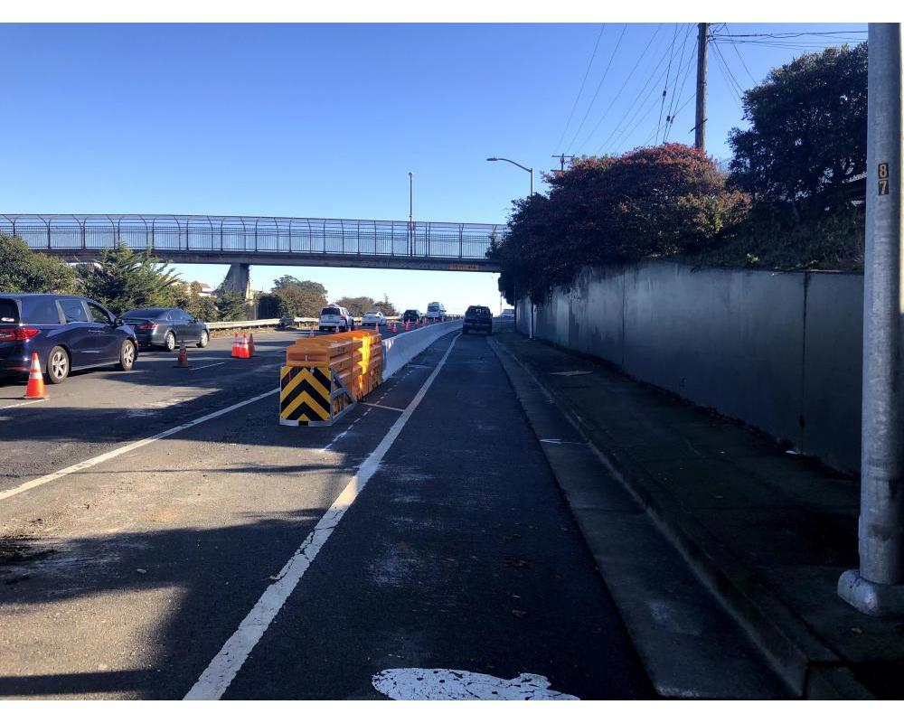 K-rail barriers being installed for protected bikeway