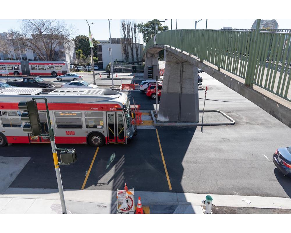 Image of new crosswalk being built at Webster next to the pedestrian bridge