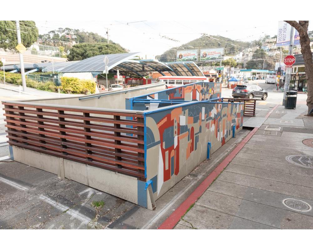 Platform mural work at West Portal