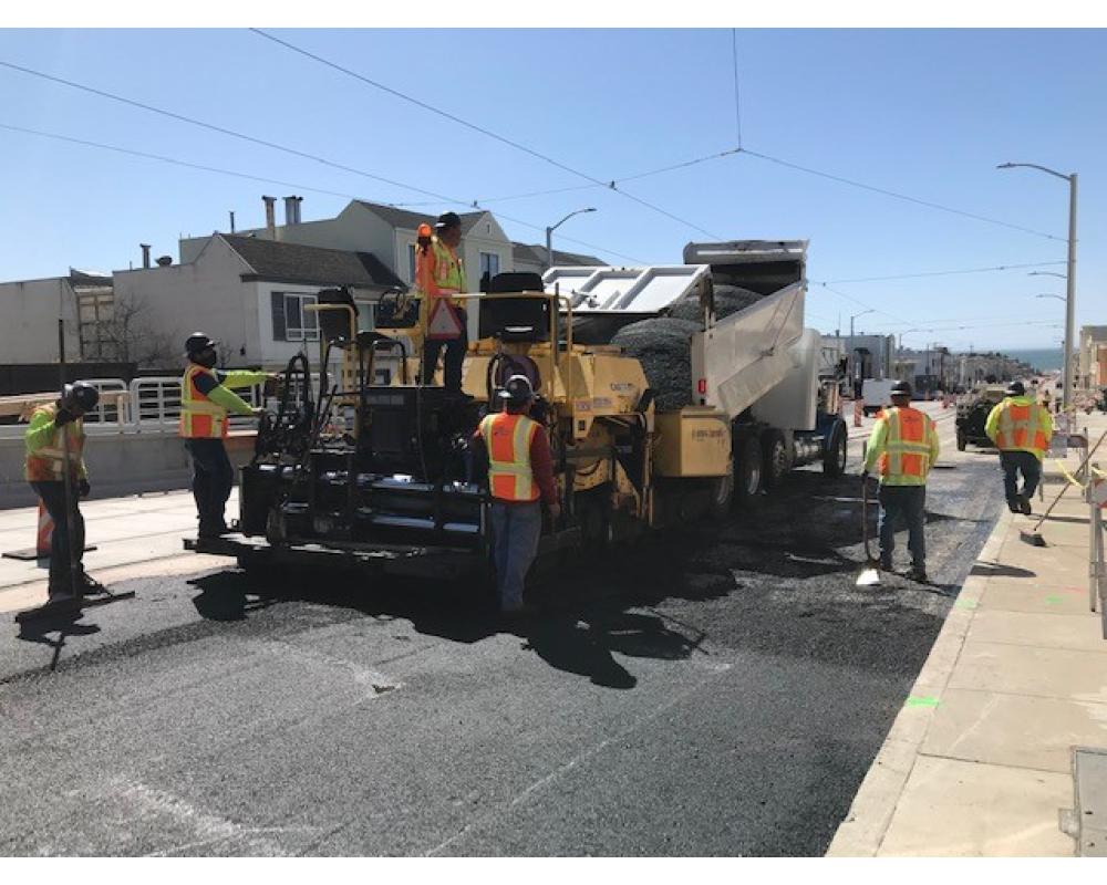 Photo of Street paving in progress on Taraval Street