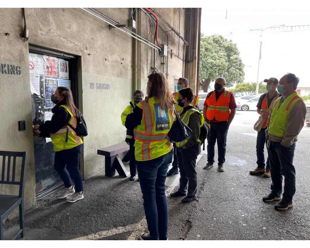 Staff tour to assess the state of repair at Presidio Bus Yard