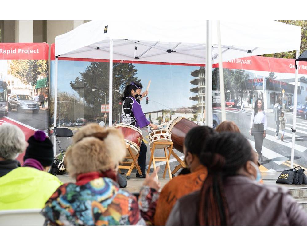 Melody Takata of GenRyu Arts doing a Taiko drumming performance