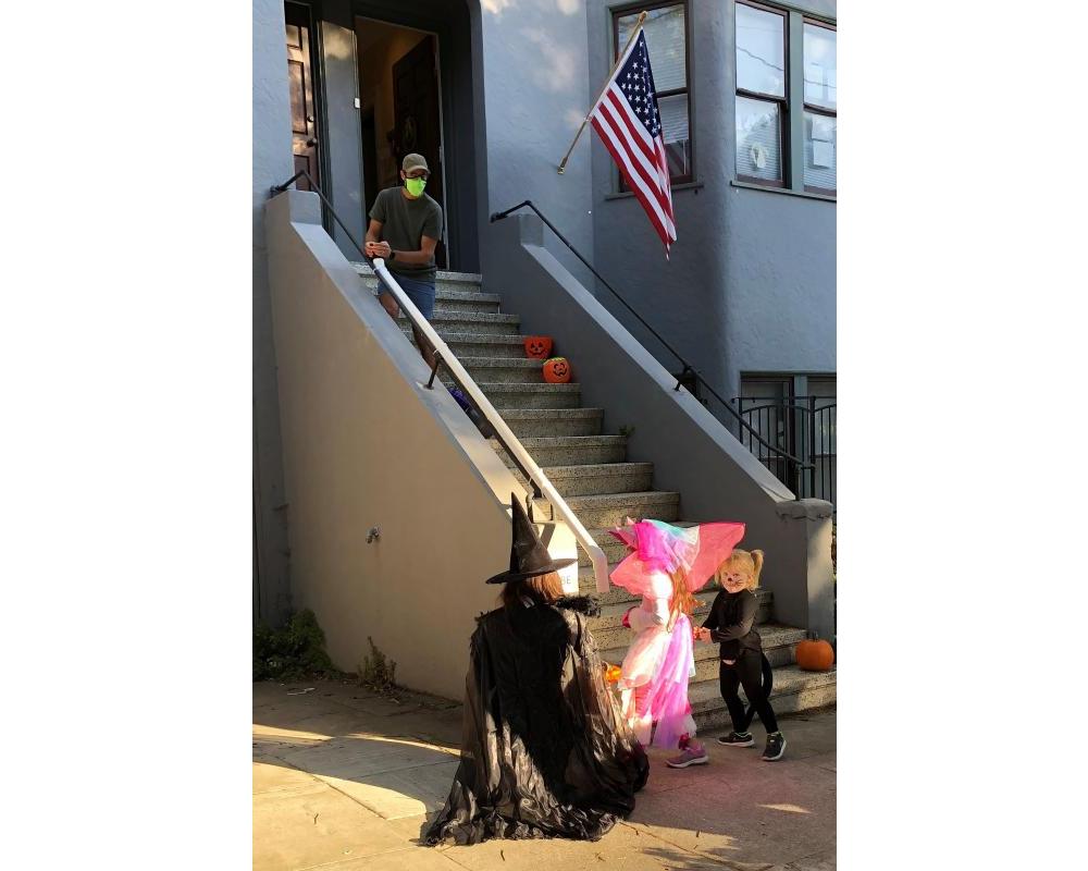 Children enjoying trick-or-treating in 2020