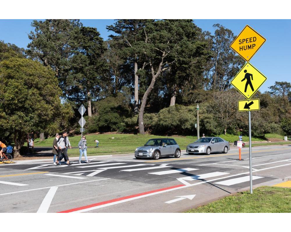 Example of a raised crosswalk in San Francisco