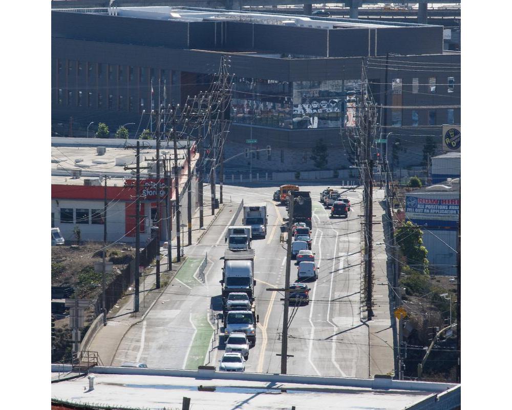 Aerial view of Evans Avenue - Cesar Chavez to Napoleon/Toland (November 2022)