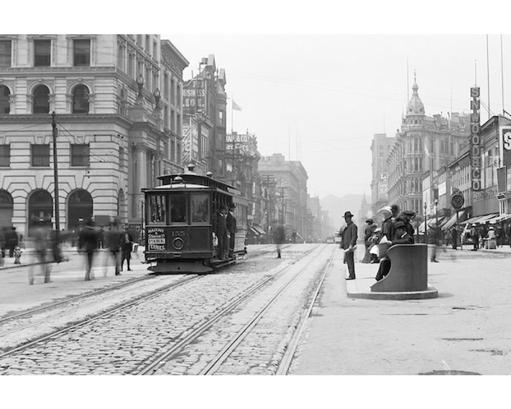 Cable Car 155 at Market Street and 3rd Street Near Call Building and Lotta's Fountain | January 9, 1906
