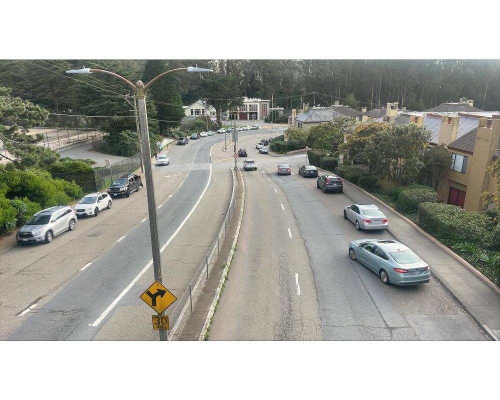 clarendon avenue view from above on pedestrian bridge looking down the hill towards laguna honda boulevard
