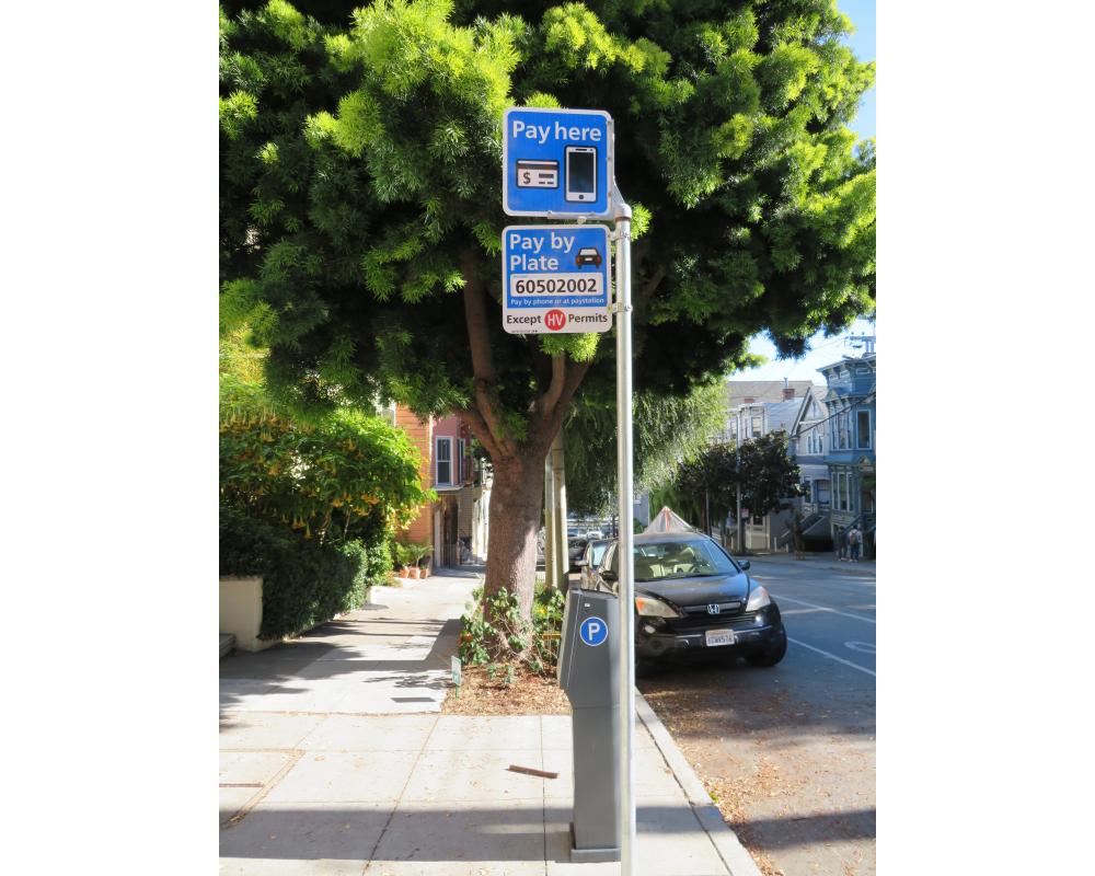 Pay or Permit paystation with sign