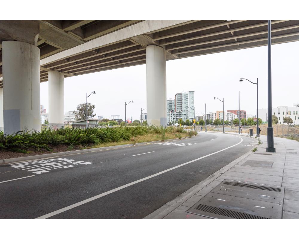 Mission Bay Drive facing east under 280 overpass