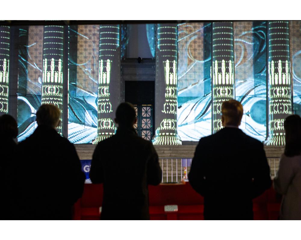 Let's Glow event - Projection art on Pacific Exchange building