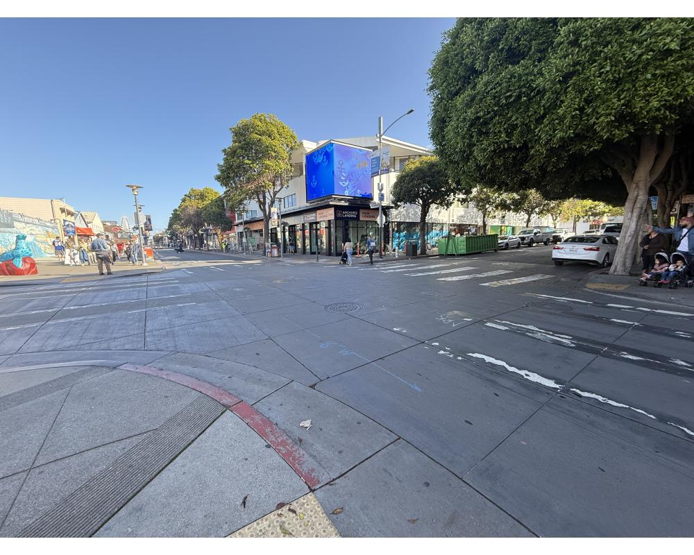 Intersection of Jefferson and Leavenworth showing faded crosswalks