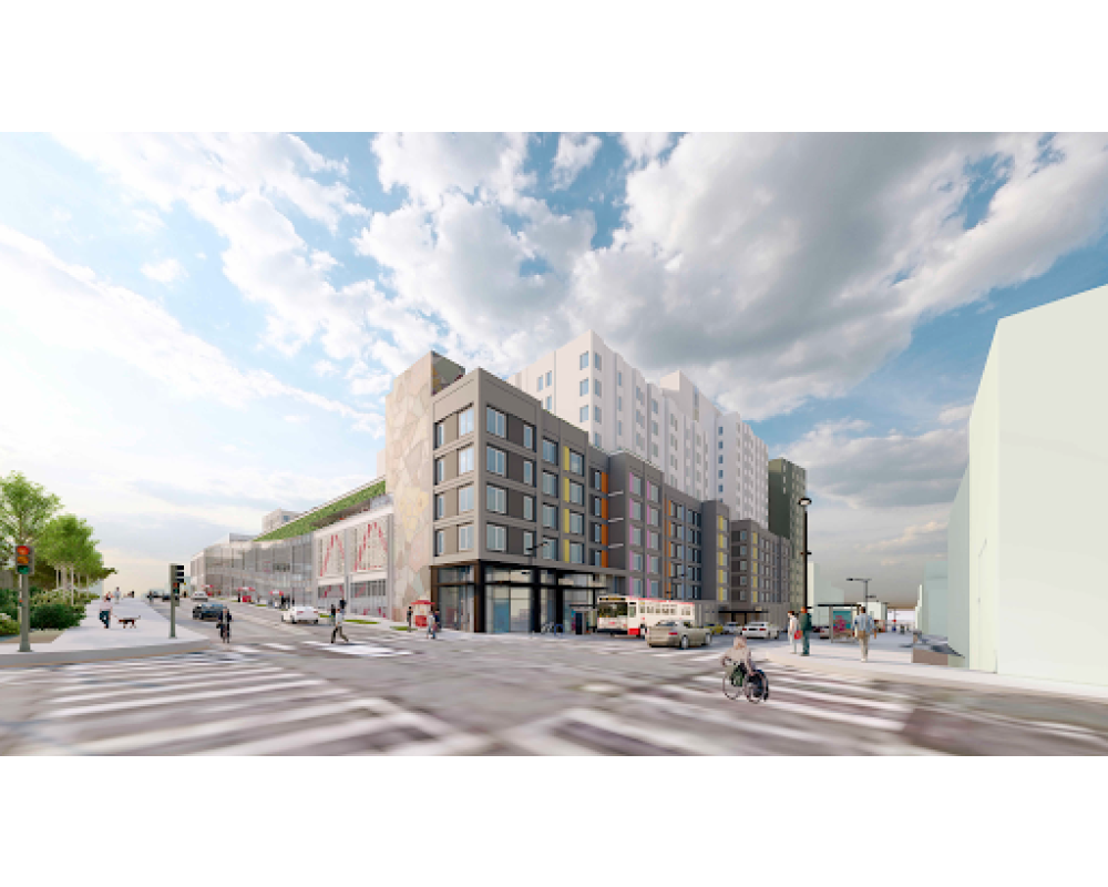 Rendering of the proposed housing along Bryant Street with all-family affordable housing