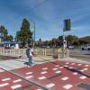 New treatments with pedestrian walking towards new refuge.