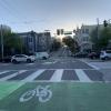 View of bikeway improvements at Page Street and Octavia Boulevard, facing west