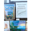 Large Store front window with art