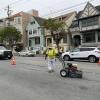Paint Shop starting to put in new lines on California Street