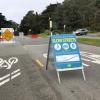 Golden Gate Park Slow Streets signs and barriers