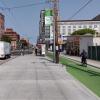 Photo of protected bikeway and bus boarding area near Catrain Station - September 2020