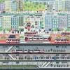 Artist rendering of San Francisco with underground trains, buses, streetcars, bicycles, walking and alternate modes