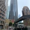 View of Salesforce Tower looking south from 1st Street, with construction at the Oceanwide Center at 50 1st Street