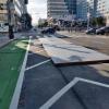 Temporary island and protected bikeway