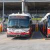 New Flyer (left) and BYD USA (right) Battery Electric Buses at Woods Stations 
