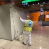 The SFMTA Paint Shop applies fresh coat of paint for graffiti abatement 