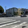 Current condition of the intersection of Guerrero and 20th streets with cars turnings and pedestrian crossing