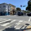 Intersection of Guerrero and 18th streets. Delivery trucks turning