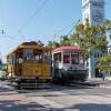 Street car #1 and Dinky 578 passing by Ferry building 