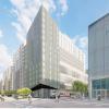 Rendering of proposed affordable all-family housing on Bryant Street and above the bus facility